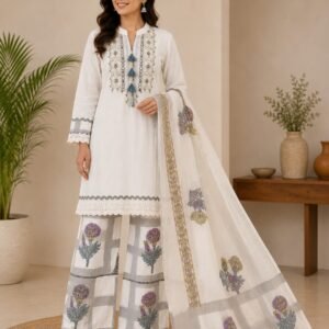 Malmal Cotton Co-ord Set with Printed Dupatta